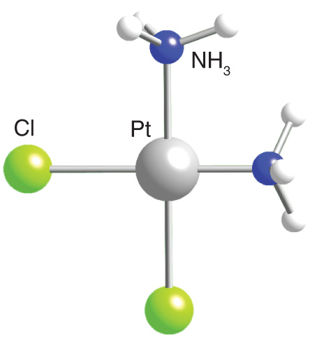Cisplatin - Pt(NH3)Cl2.